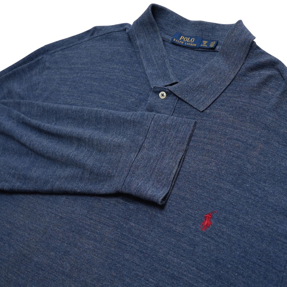 Polo Ralph Lauren Polo Mens 2XB Blue Heathered Pique Big Tall Red Pony